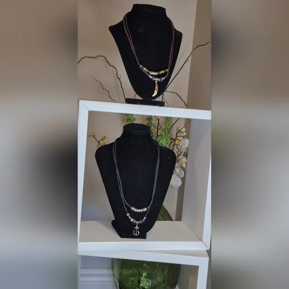 Bohemian Beaded Necklaces with Tooth Pendant and Anchor Pendant - Picture 5 of 8